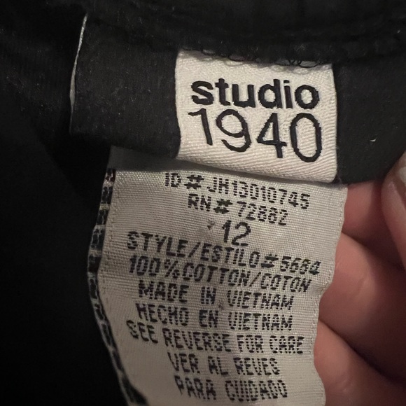 Studio 1940 Black Cotton Turquoise Floral Embroidered High Waist Sundress Sz12 - Picture 4 of 9